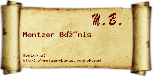 Mentzer Bónis névjegykártya